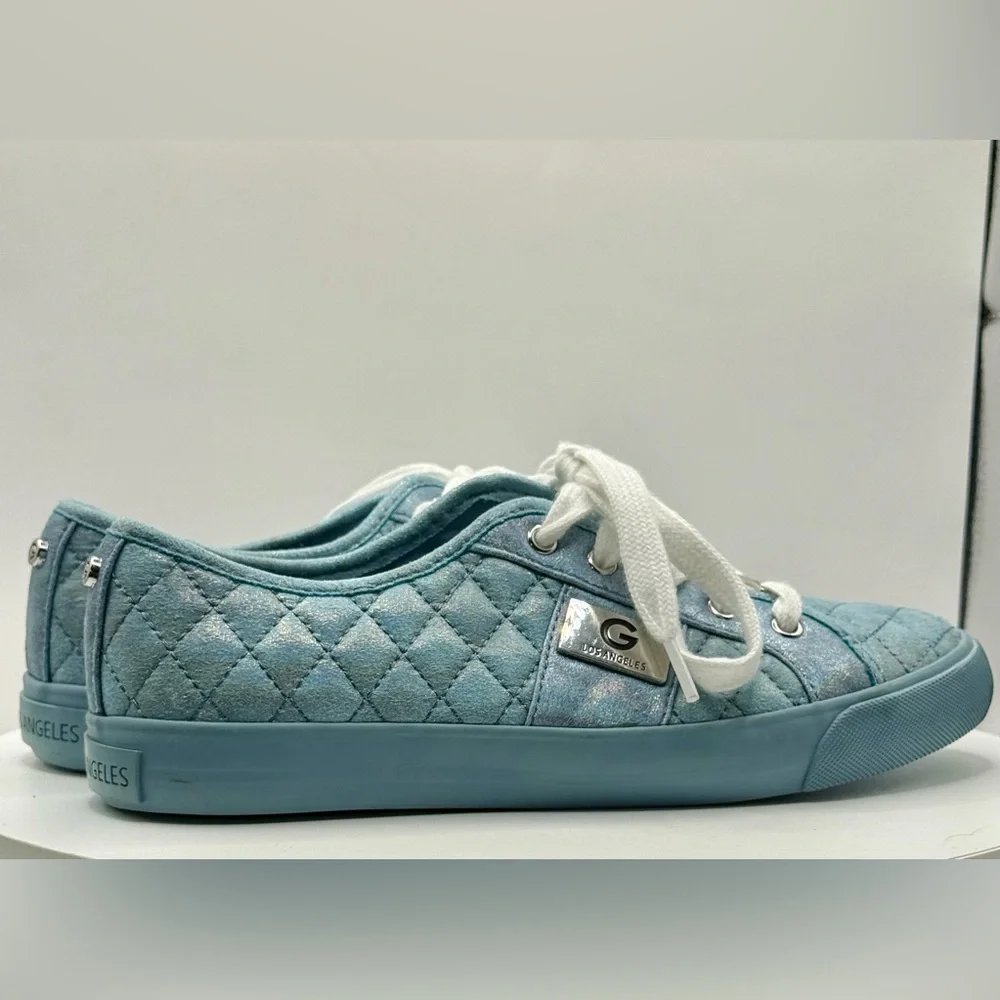 GBG Los Angeles Women’s Quilted Sneakers Size 7.5 Blue Metallic‎ Casual Shoes